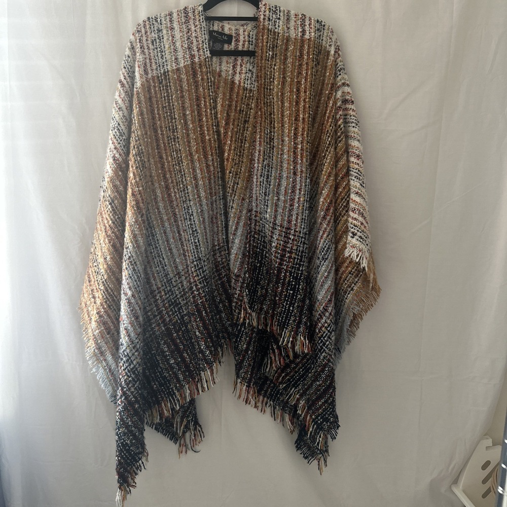 Marcus Adler New York Woven Fringe Shawl Wrap Multi Color Ombre OS